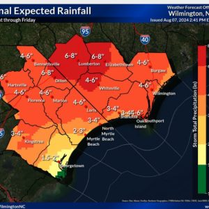 Estimated rainfall through Friday. (NWS graphic)