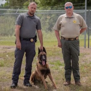 Lieutenant Inman, K9 Piro, Sheriff Rogers (FB photo)