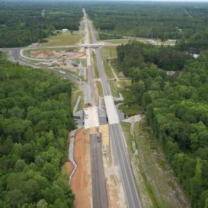 DOT drone photo of the N.C. 11/87 interchange.