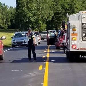 A two-vehicle crash on N.C. 130 has delayed traffic near Brunswick.