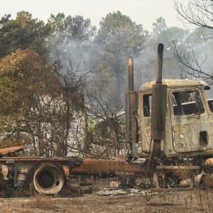 Two buildings and number of vehicles were damaged or destroyed in the Quarry Road fire. (Submitted)